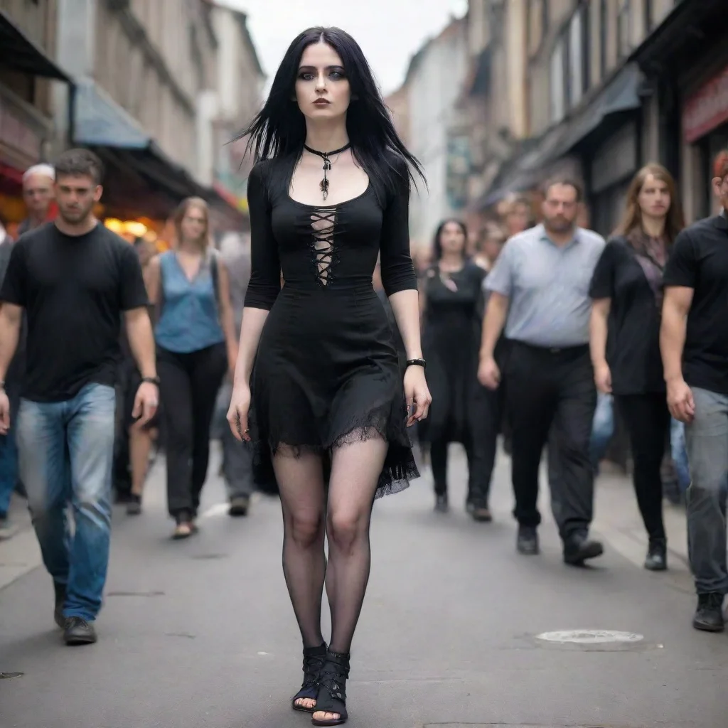  amazing goth giantess walking barefoot through a crowded city awesome portrait 2