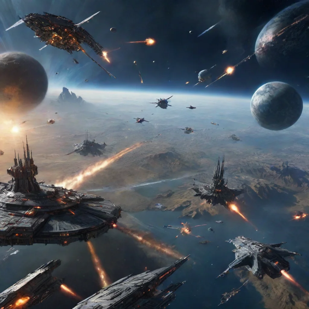 ai amazing grand view of a space battle between the human resistance and the tel empire awesome portrait 2