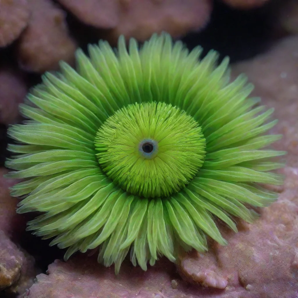 ai amazing green fur coved sea anemone awesome portrait 2