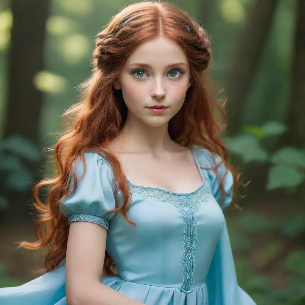  amazing half elf female princess chestnut hair green eyes wearinga light blue dress awesome portrait 2