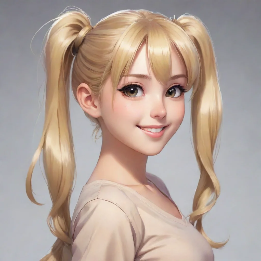 ai amazing happy blonde anime girl with a ponytail awesome portrait 2