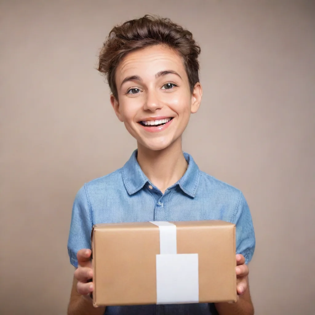 ai amazing happy person receiving a parcel through the mail awesome portrait 2