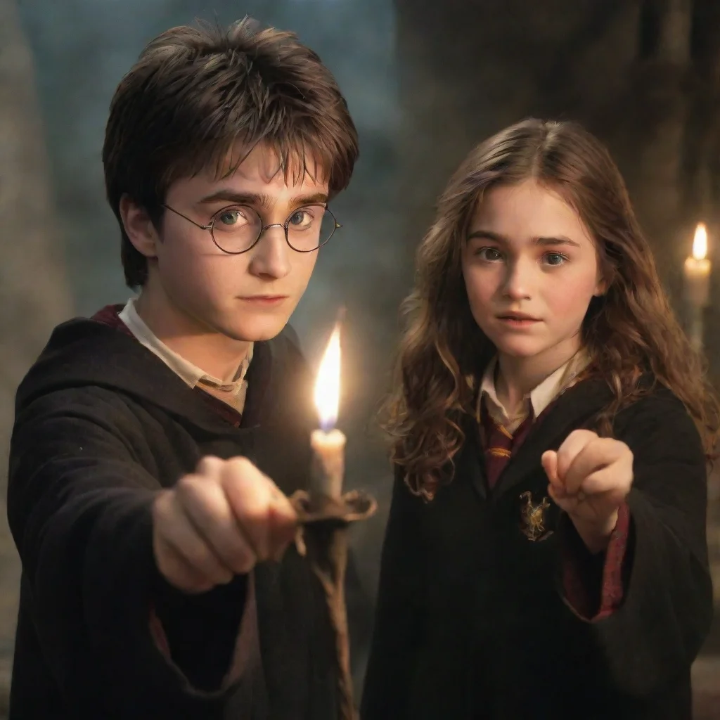 ai amazing harry potter and hermuone casting a spell awesome portrait 2