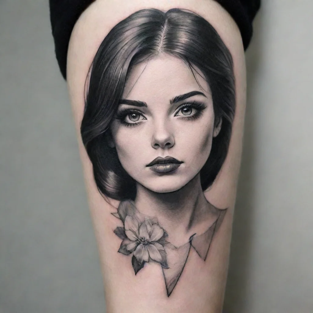 ai amazing her fine line black and white tattoo awesome portrait 2