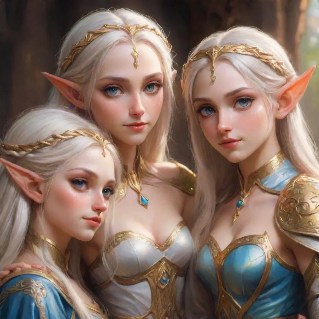 ai amazing high elf princess cuddles with her sisters awesome portrait 2