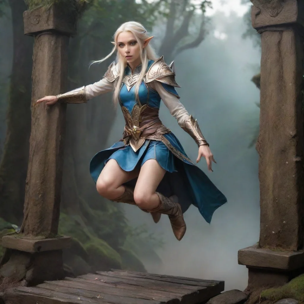ai amazing high elf princess jumps over a trap awesome portrait 2