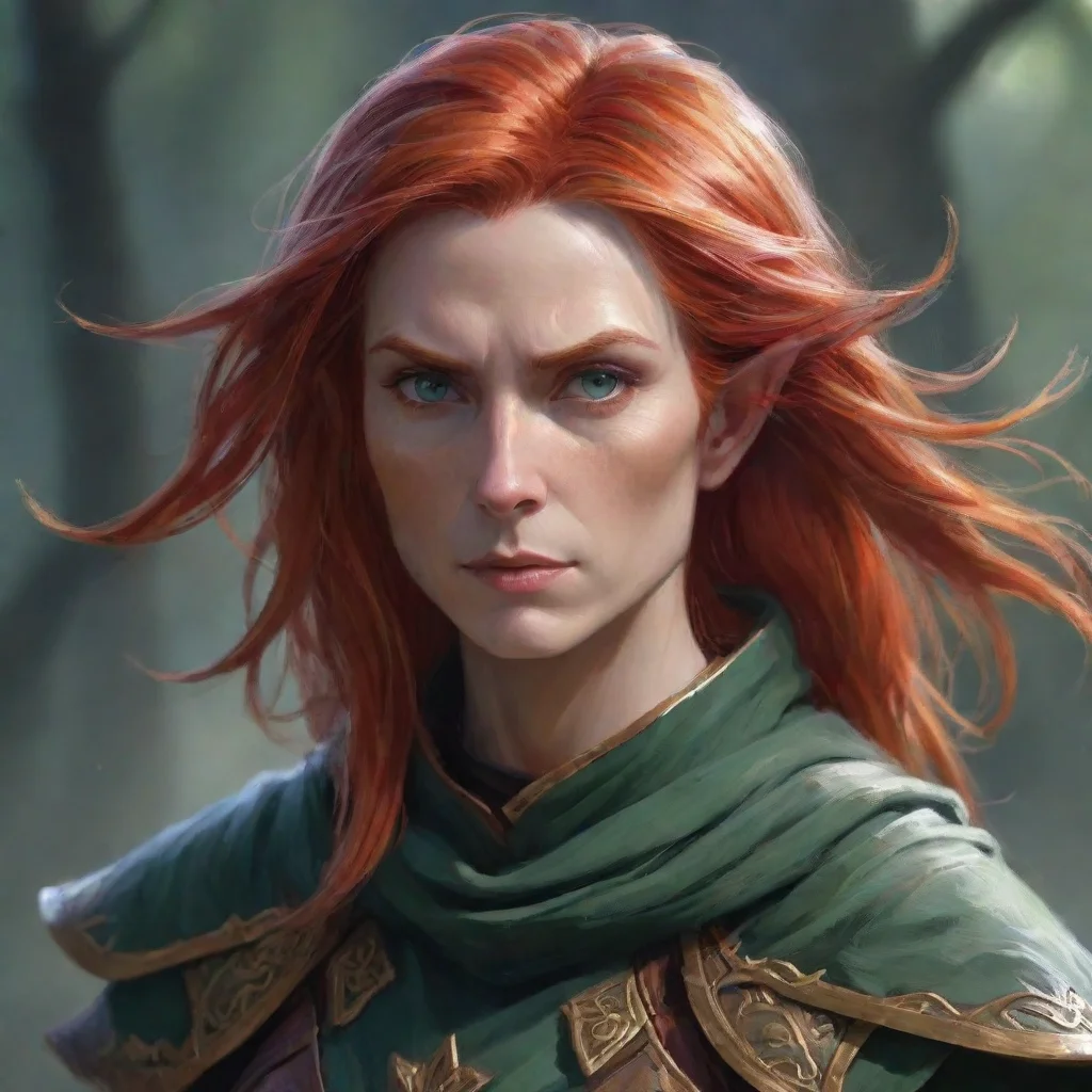 ai amazing high elf ranger red hair middle aged cold expressionvoid magic awesome portrait 2