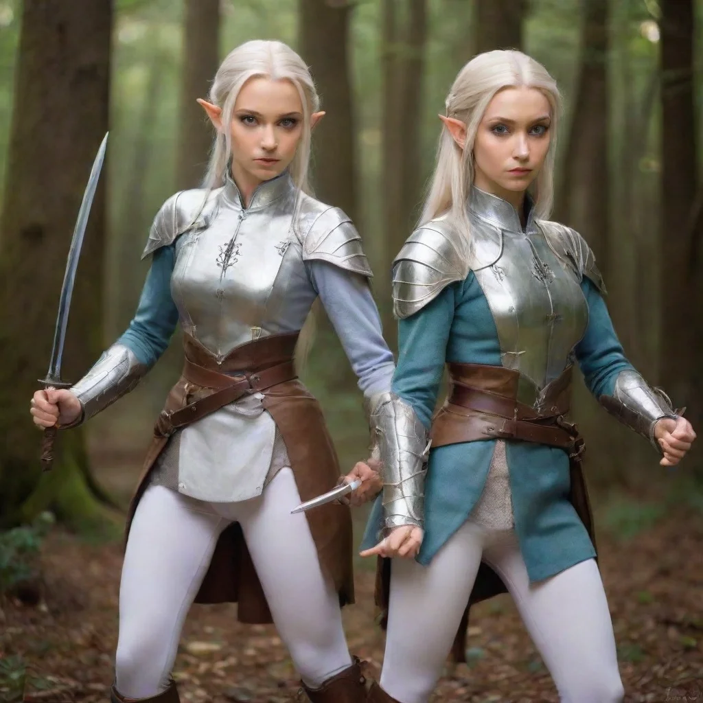 ai amazing high elf sisters fencing awesome portrait 2
