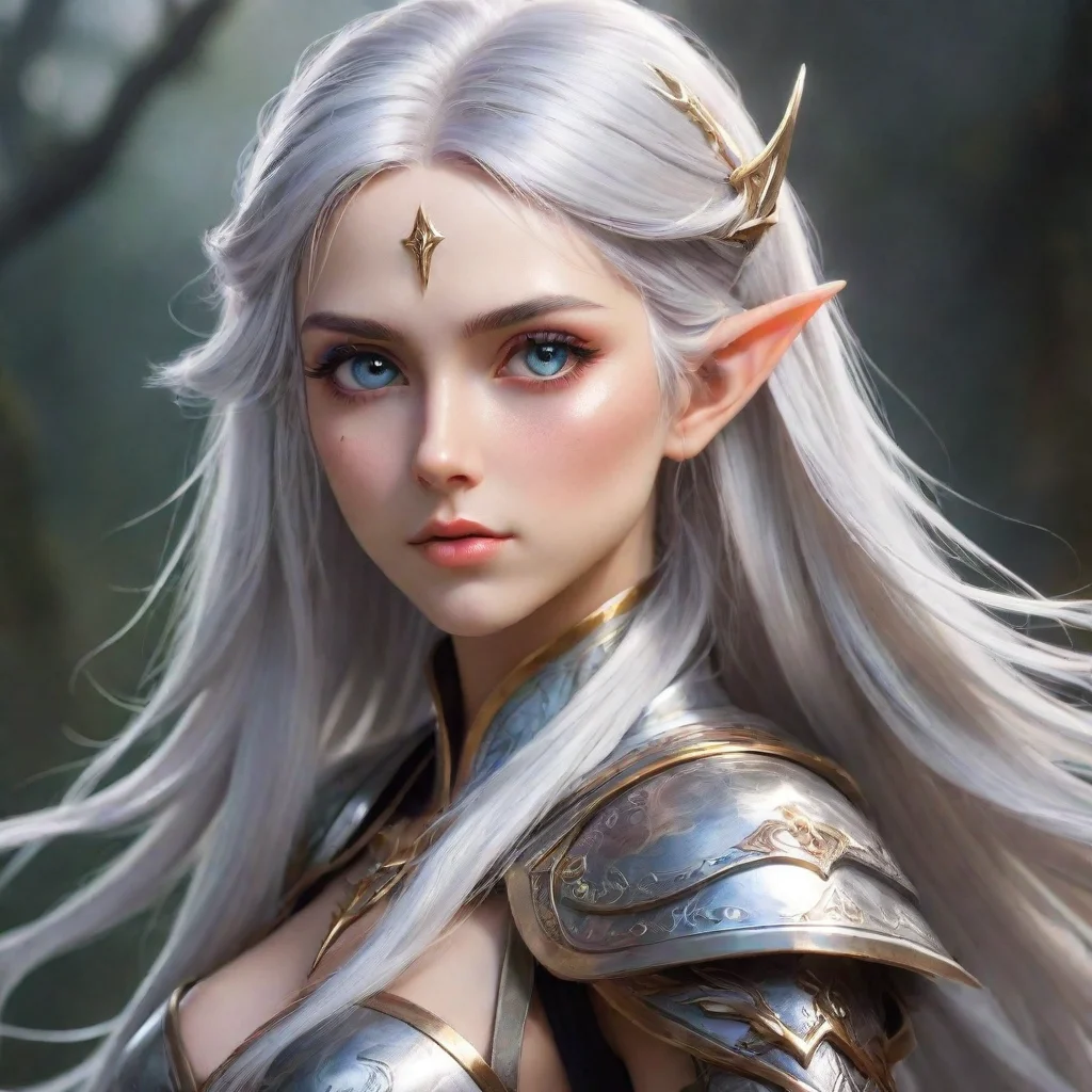 ai amazing high elf with silver hair god feminine majestic fantasy anime warrior awesome portrait 2