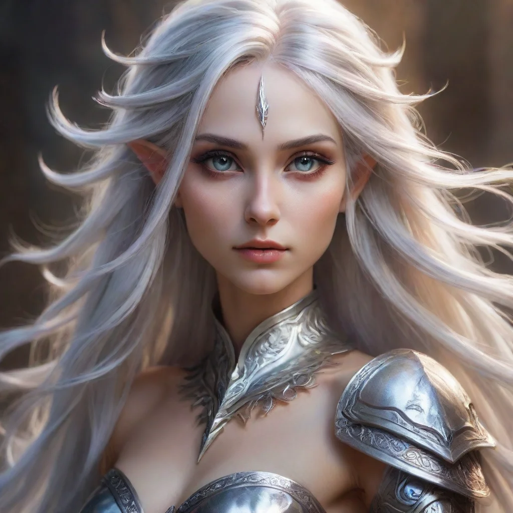 ai amazing high elf with silver hair god feminine majestic fantasy awesome portrait 2