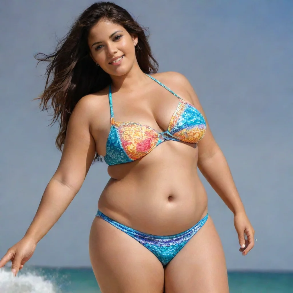  amazing huge belly latina girl bikini awesome portrait 2