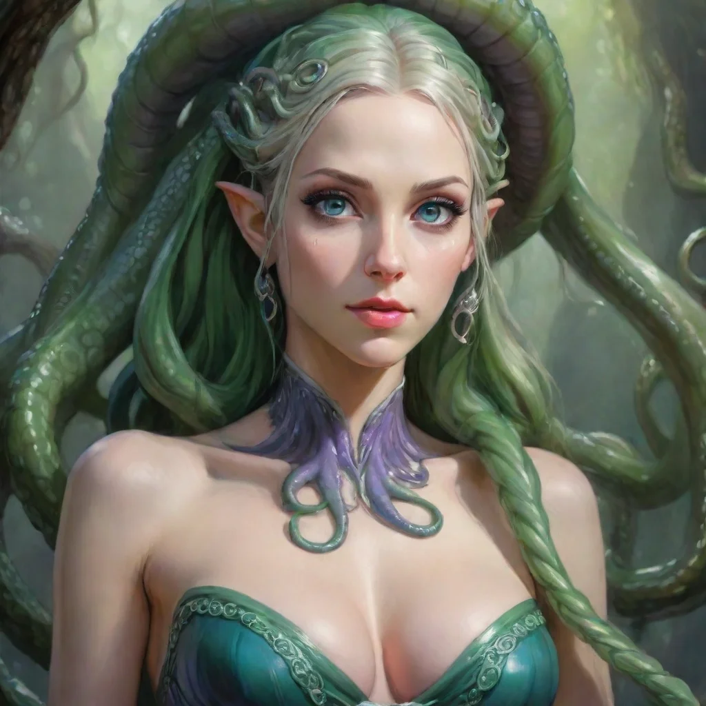 ai amazing huge tentacle lifts elven princess awesome portrait 2