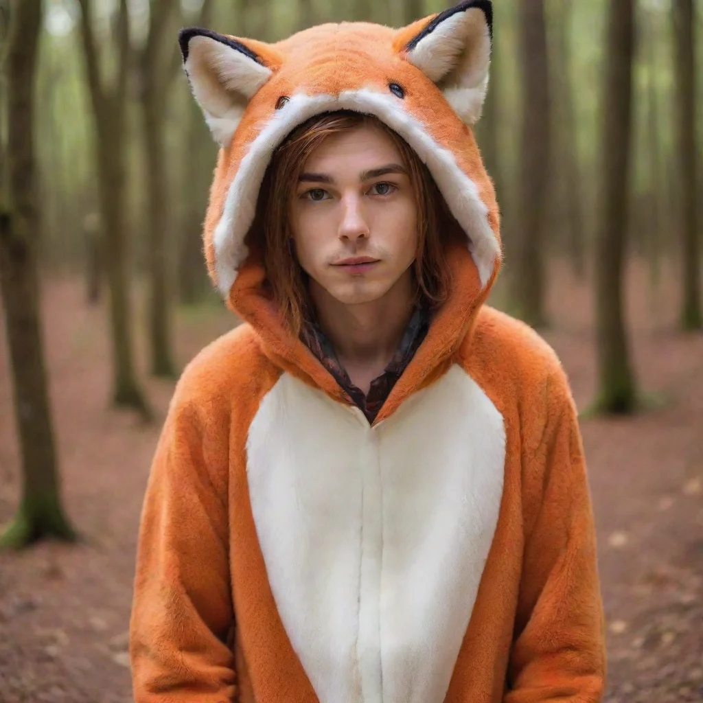 ai amazing human male in a red fox kigu awesome portrait 2