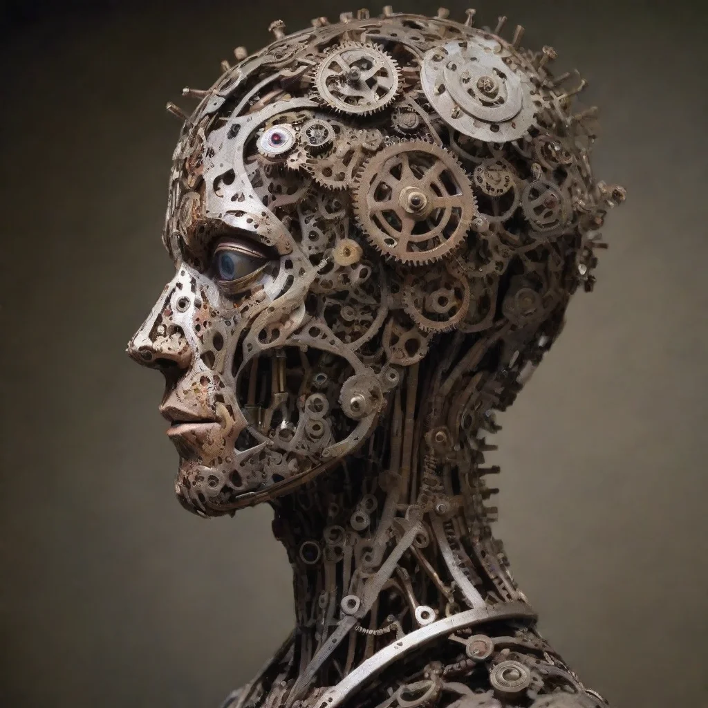 ai amazing humanoid made of clock movement gears onlyworking moving gearsawesome portrait 2