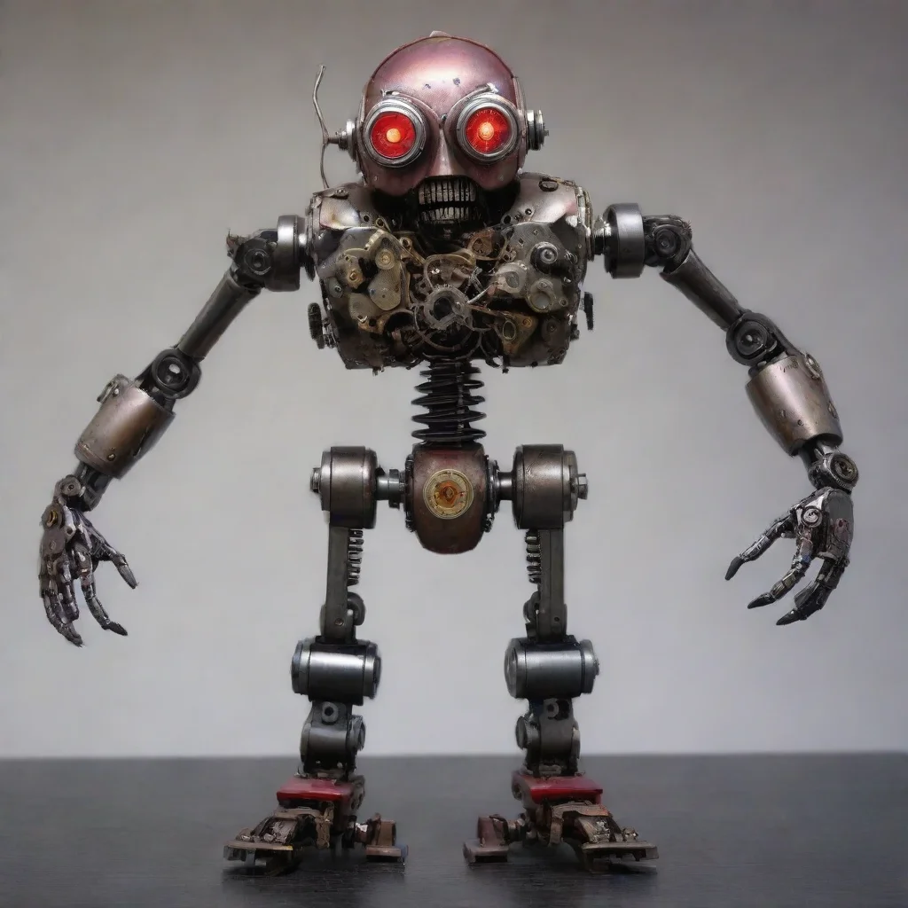 ai amazing humanoid robot made of antique intrincated mechanical wrist watch movement mechanism parts with mechanical armsm