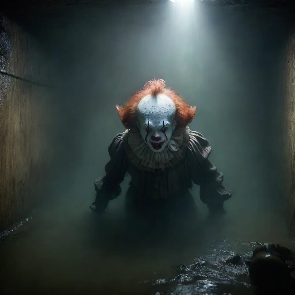  amazing hyper realistic portrait of ancient evil pennywise drowning and cthulhu in an epic ancient sewer cinematic light