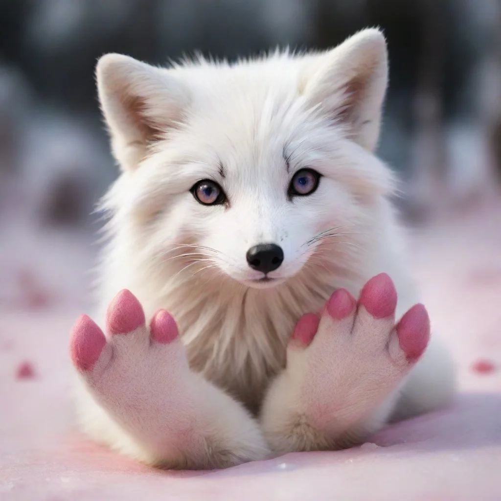  amazing hyper realistic whote arctic foxanthro with pink pawpads on it s feet and hands awesome portrait 2