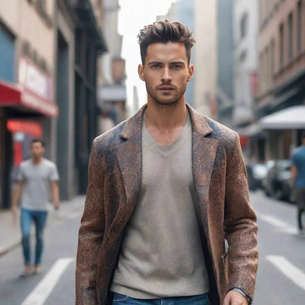 ai amazing image of male model walking in the streetwith a street stylecinematic ai art generator awesome portrait 2