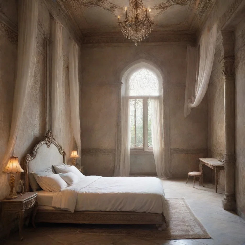 ai amazing in a luxurious bedroom of a palacea beautiful long haired female elf was imprisoned hereshe was once a noble elf