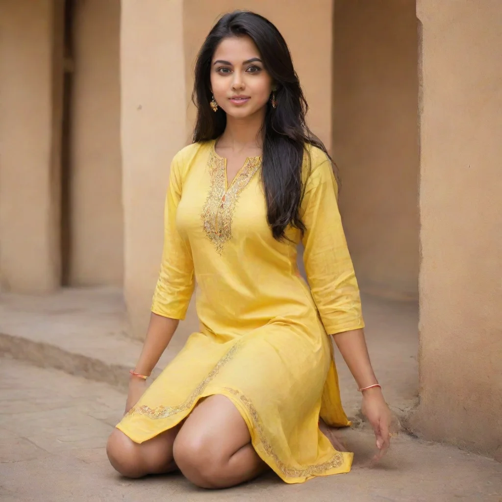 ai amazing indian girl wearing cotton yellow kurta and spreading her legsawesome portrait 2 tall