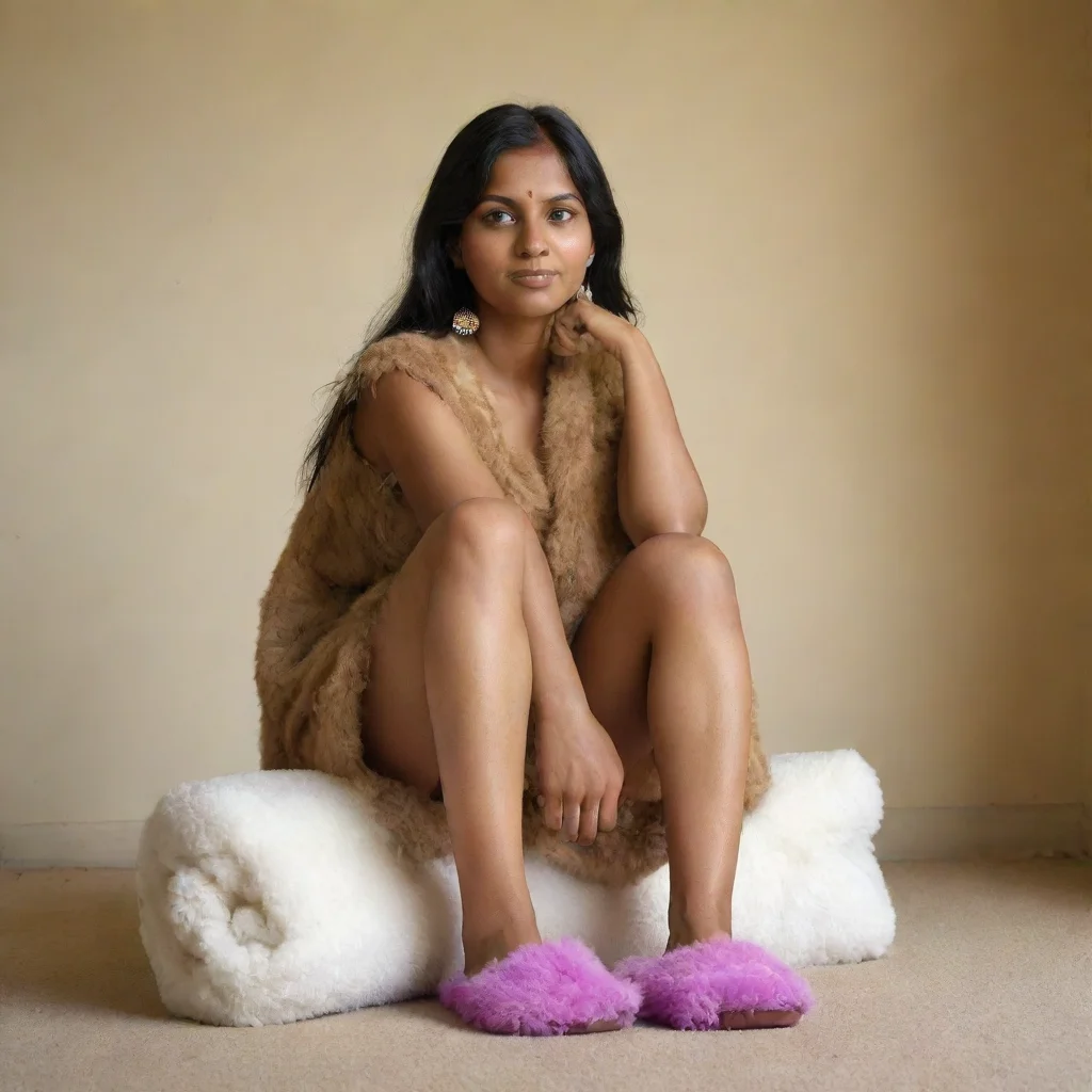  amazing indian woman wearing fuzzy slippers awesome portrait 2 tall