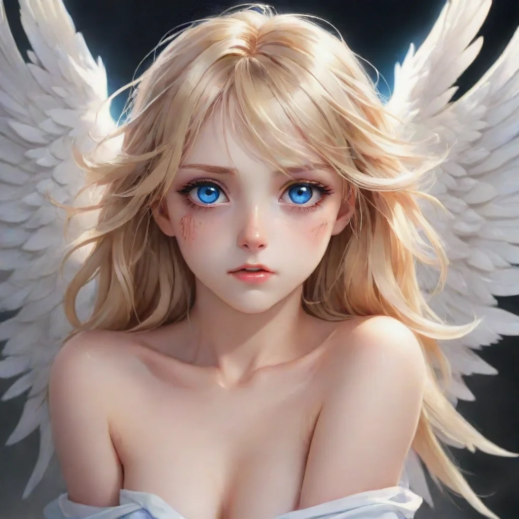ai amazing injured blonde anime angel with blue eyesawesome portrait 2