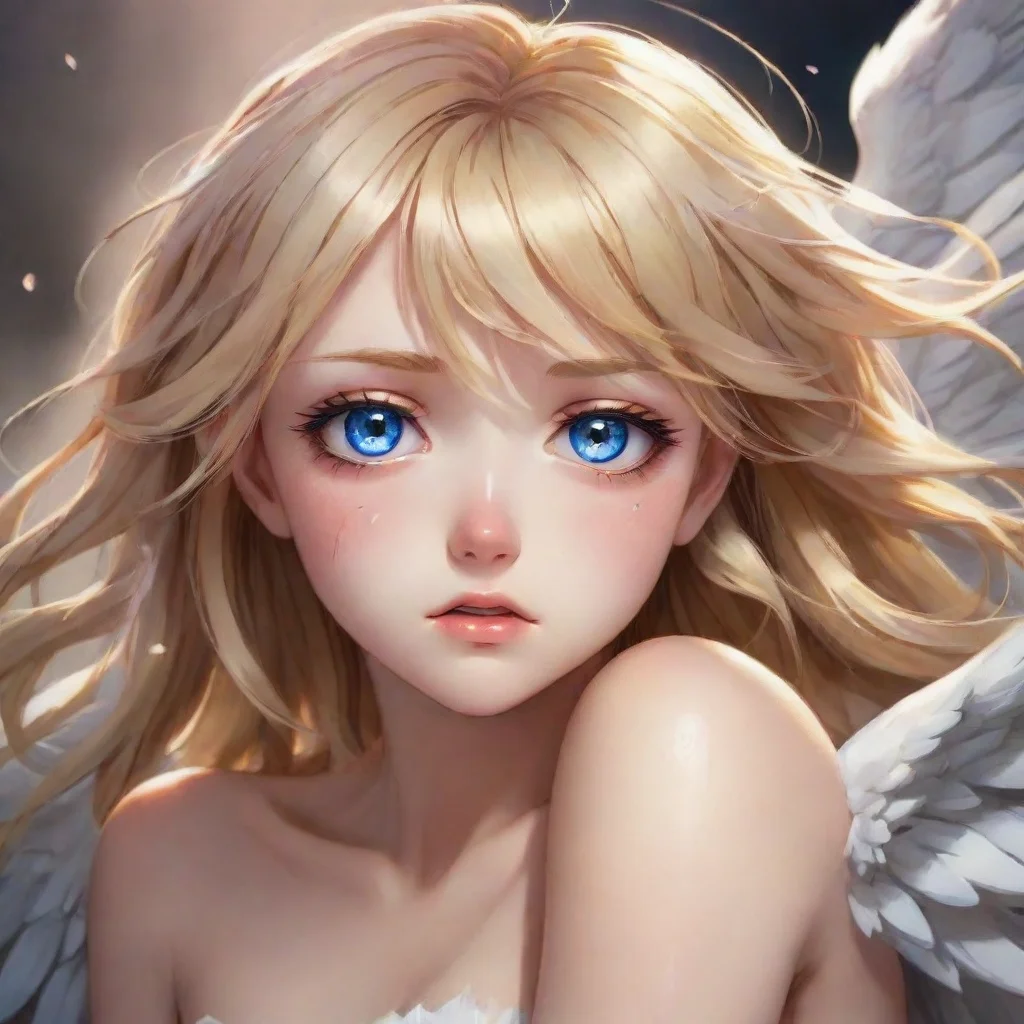 ai amazing injured crying blonde anime angel with blue eyesawesome portrait 2