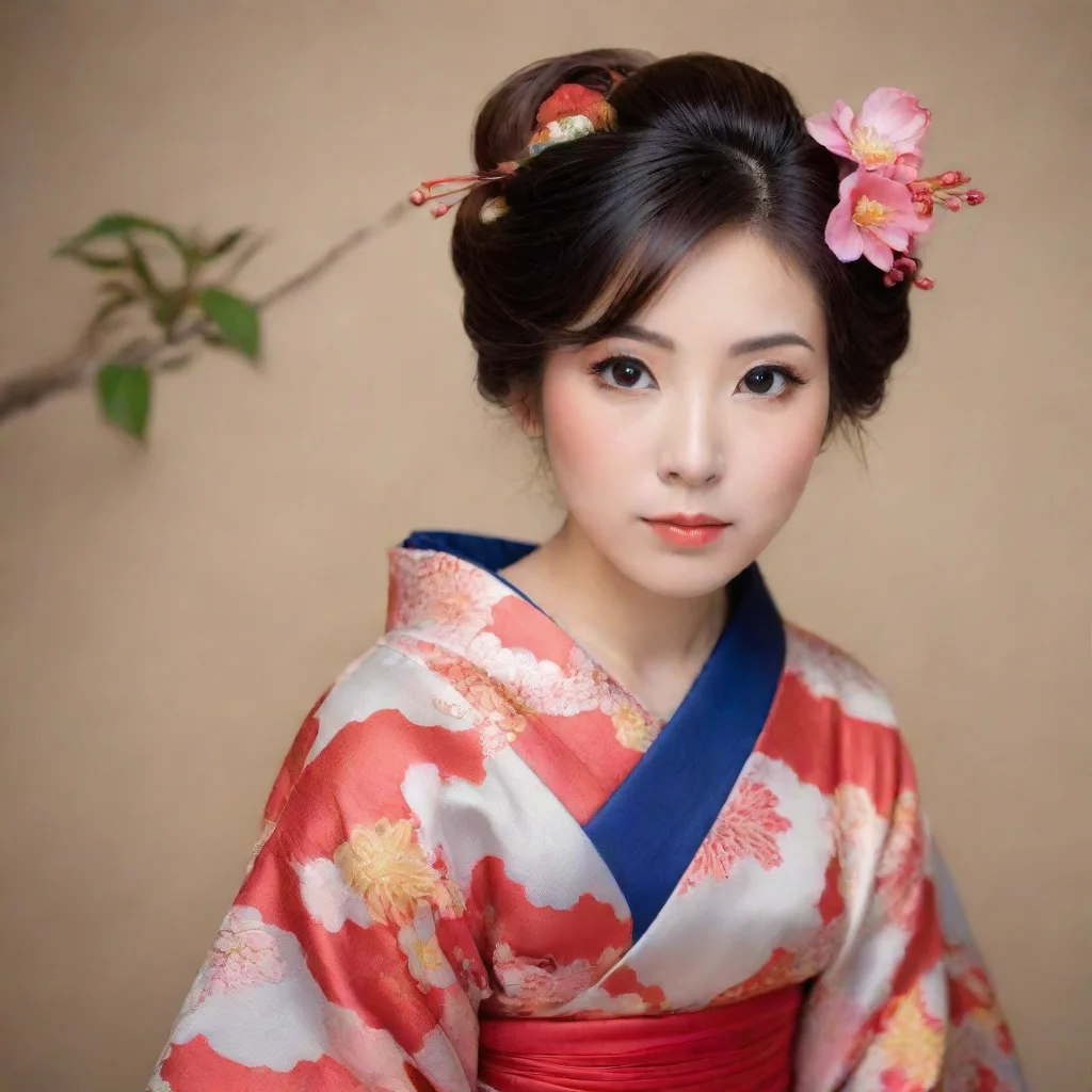 ai amazing japanese woman wearing kimono awesome portrait 2