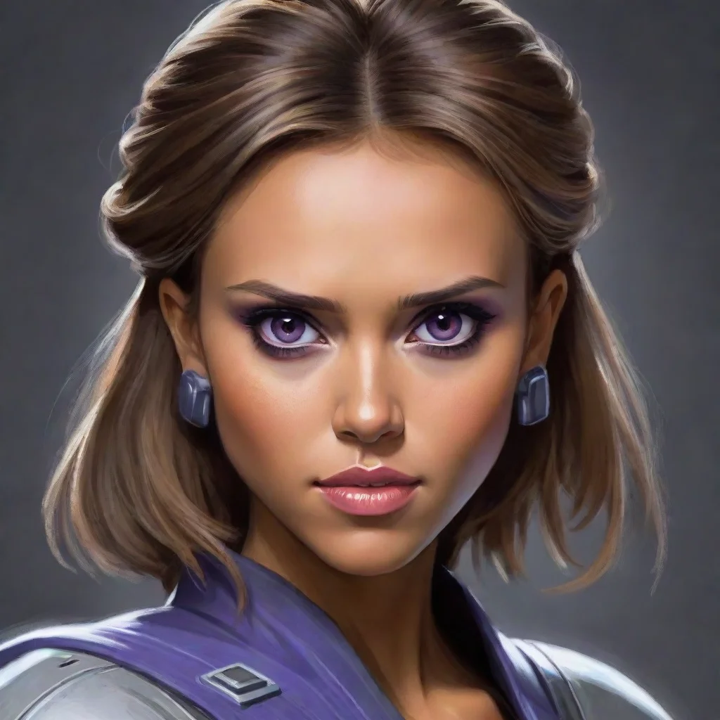ai amazing jessica alba in star wars clone wars art style with purple eyes awesome portrait 2