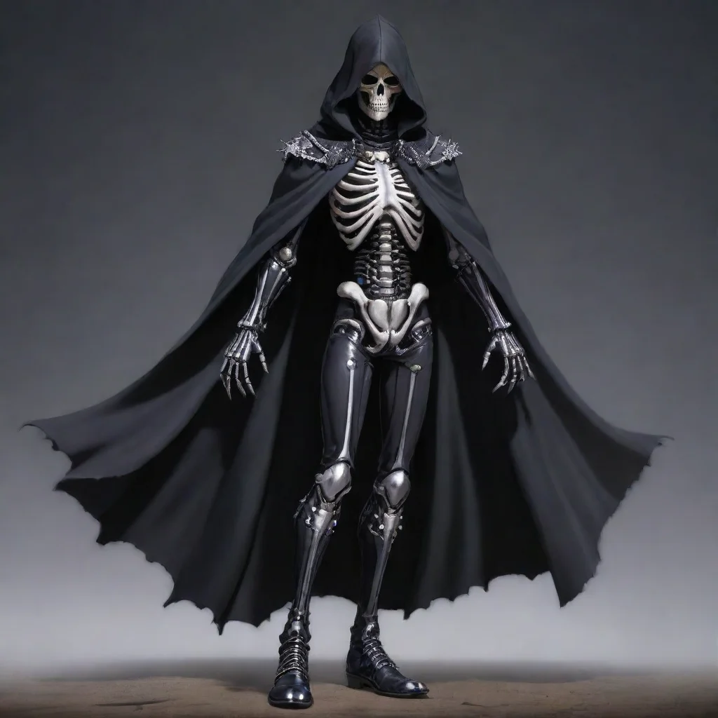ai amazing jojo s bizarre adventure style stand that looks like an anthropomorphic skeleton wearing a tattered black hooded