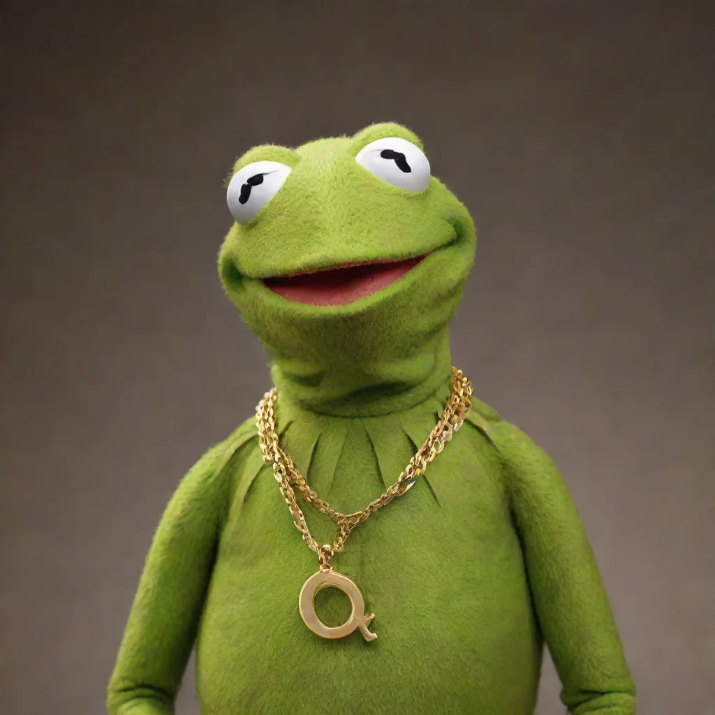 ai amazing kermit wearing a gold chain with 63 on it awesome portrait 2