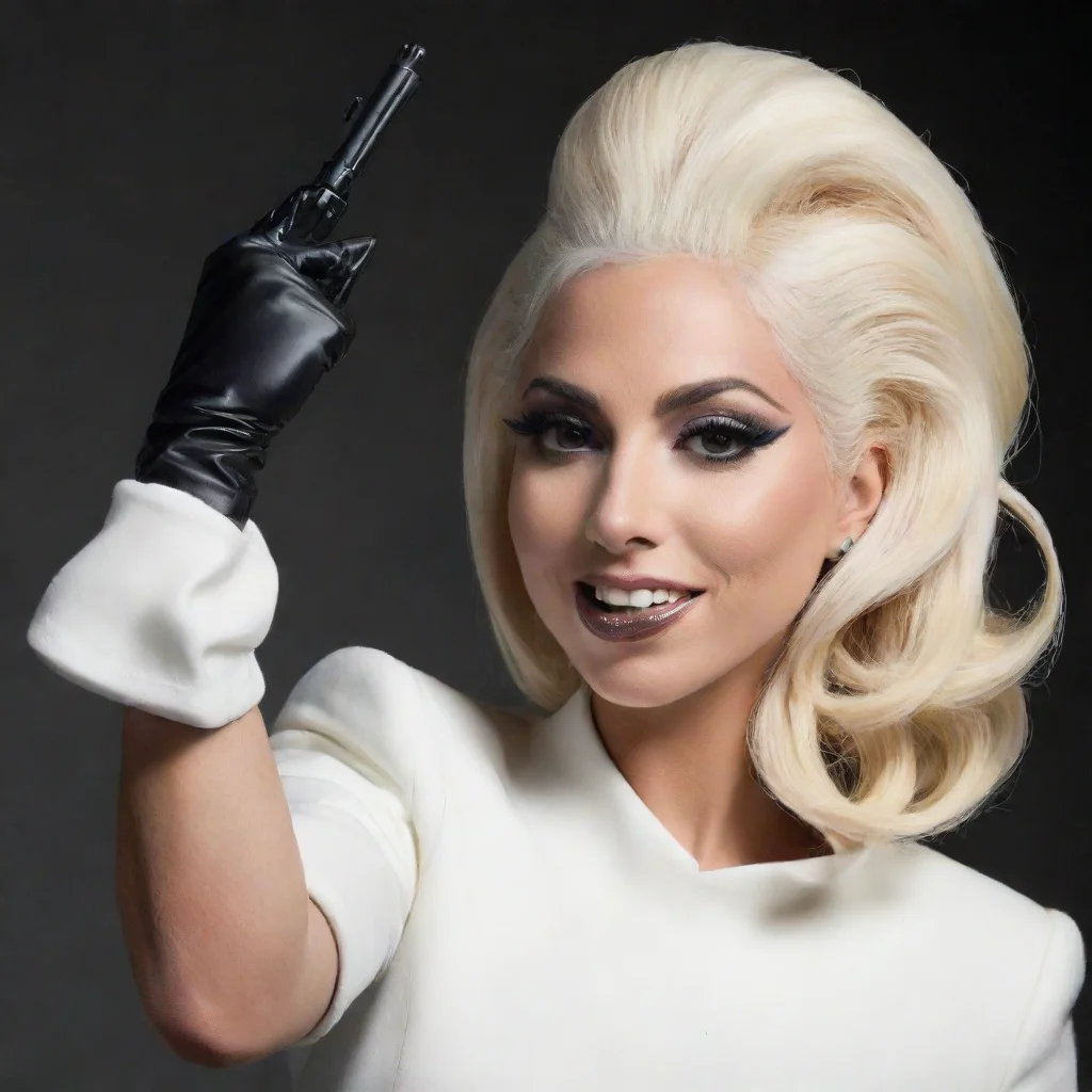  amazing lady gagasmiling with black gloves and gun blasting mayonnaise everywhere awesome portrait 2
