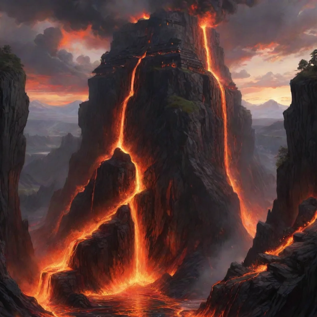 ai amazing lava flowing down cliffs castles anime detailed awesome portrait 2