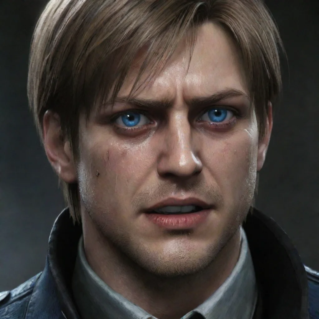 ai amazing leon scott kennedy crying portraittears falling down from his blue eyesshouting while crying re4 awesome portrai