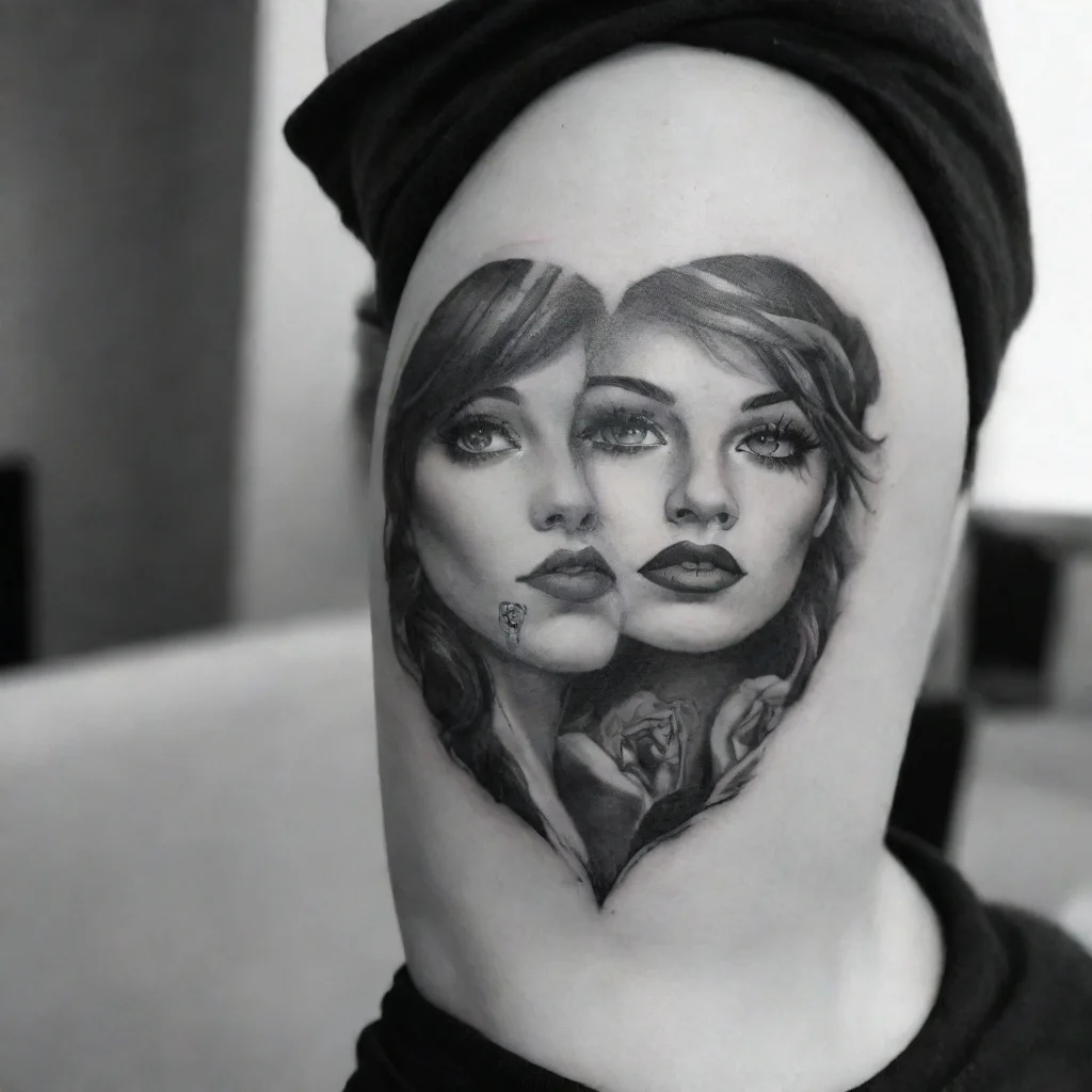  amazing lesbian black and white tattoo awesome portrait 2