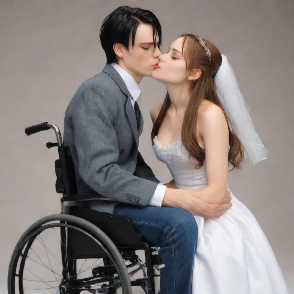 ai amazing levi ackerman on wheel chair getting kissed by a cute girl awesome portrait 2