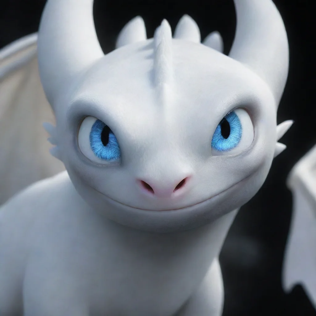 ai amazing light fury from how to train your dragon white with blue eyesawesome portrait 2