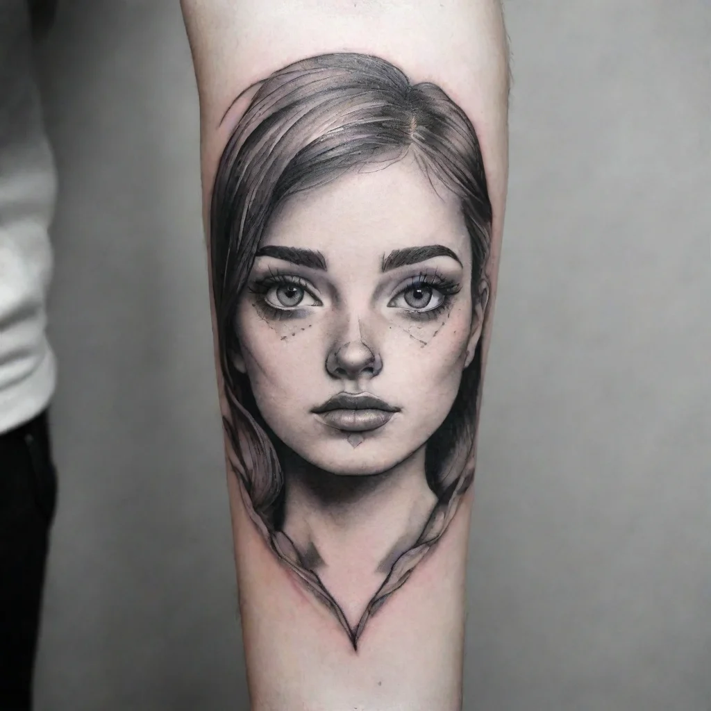  amazing litte fine line black and white tattoo awesome portrait 2