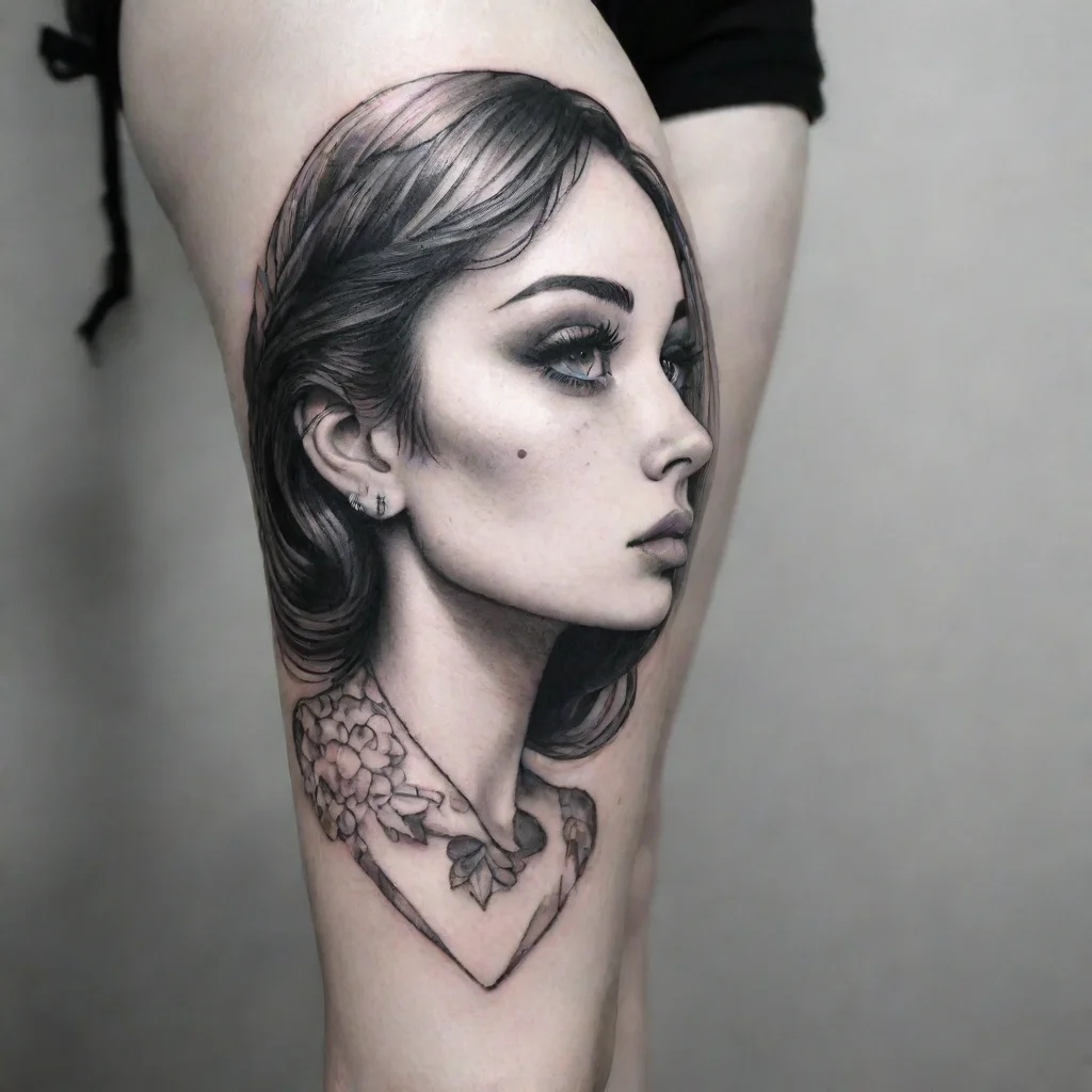  amazing little fine line black and white tattoo awesome portrait 2
