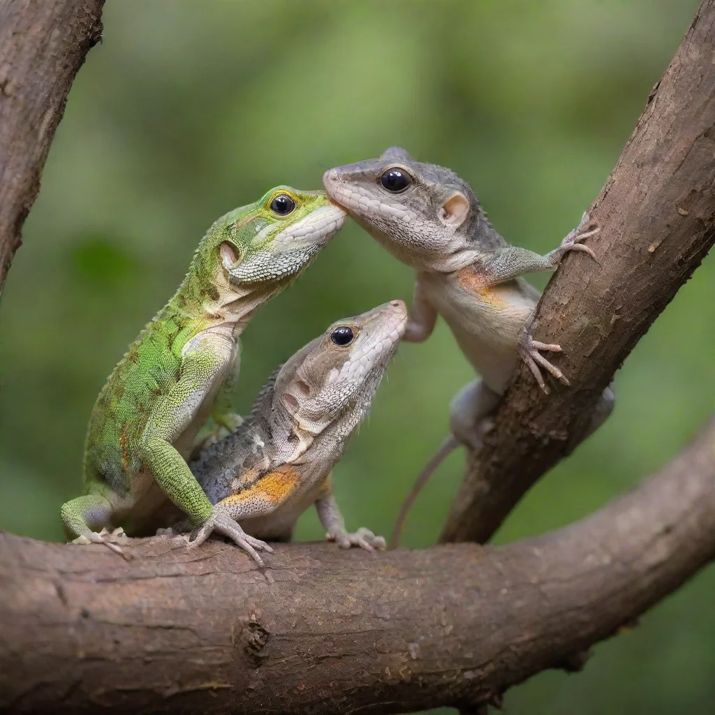 amazing lizzard and rat having a romantic date in a tree awesome portrait 2