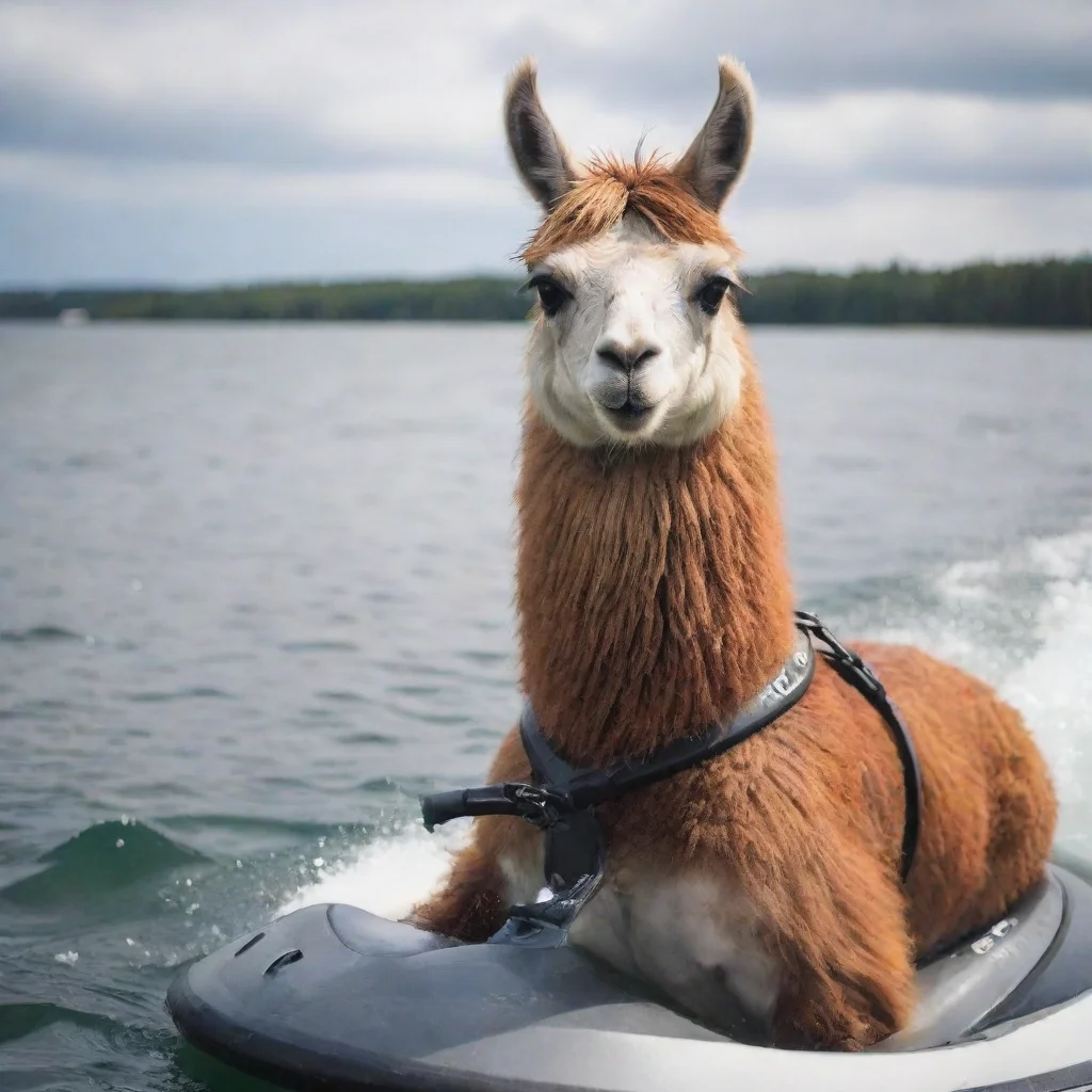 ai amazing llama on jet ski awesome portrait 2