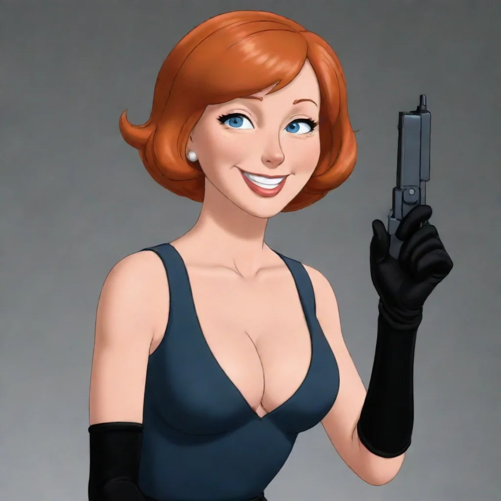  amazing lois griffin smiling with black gloves and gunawesome portrait 2