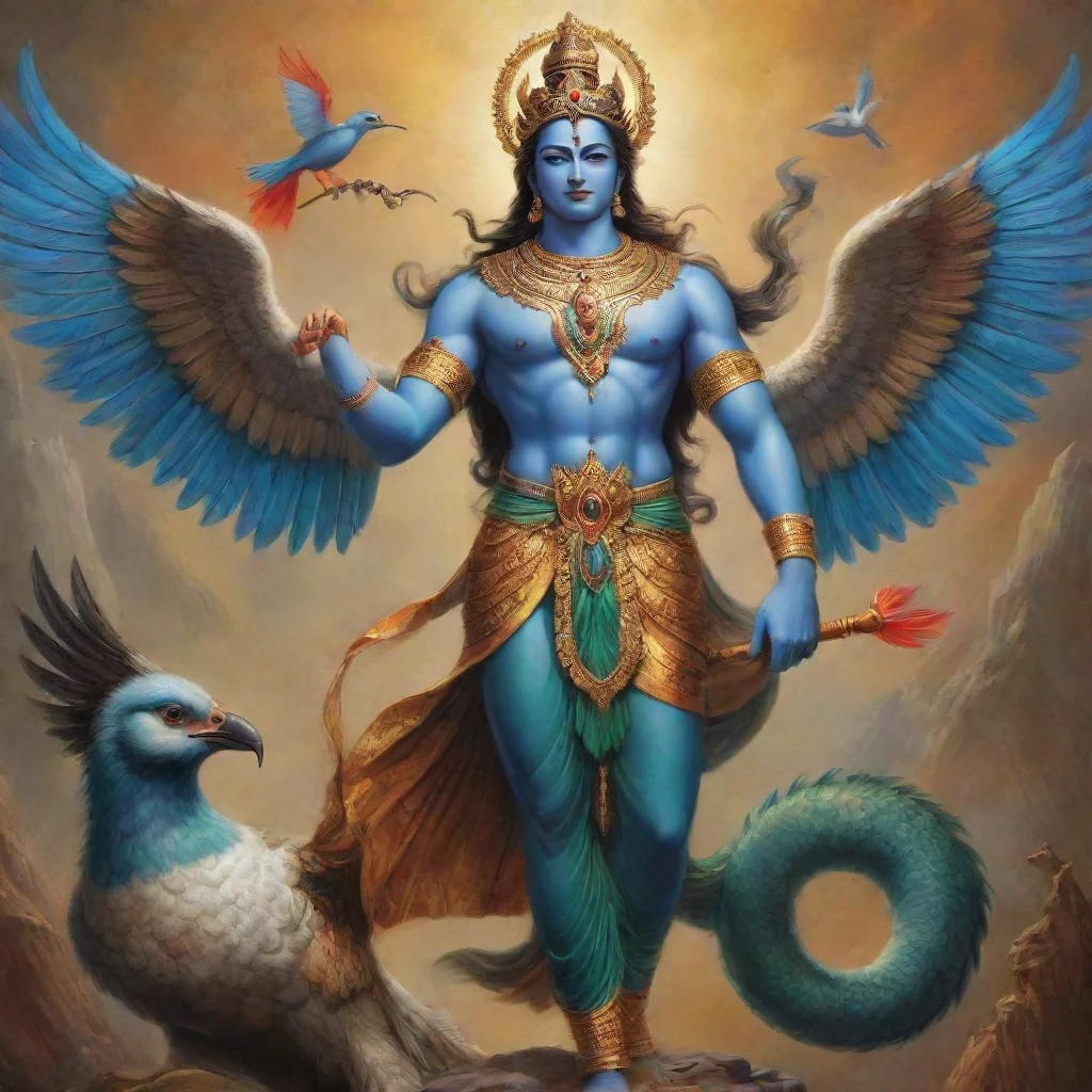  amazing lord vishnu with garuda bird awesome portrait 2 wide
