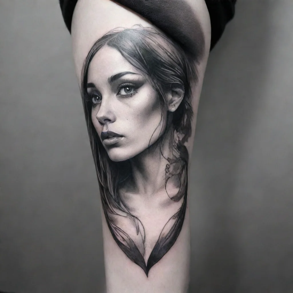  amazing loreen fine line black and white tattoo awesome portrait 2