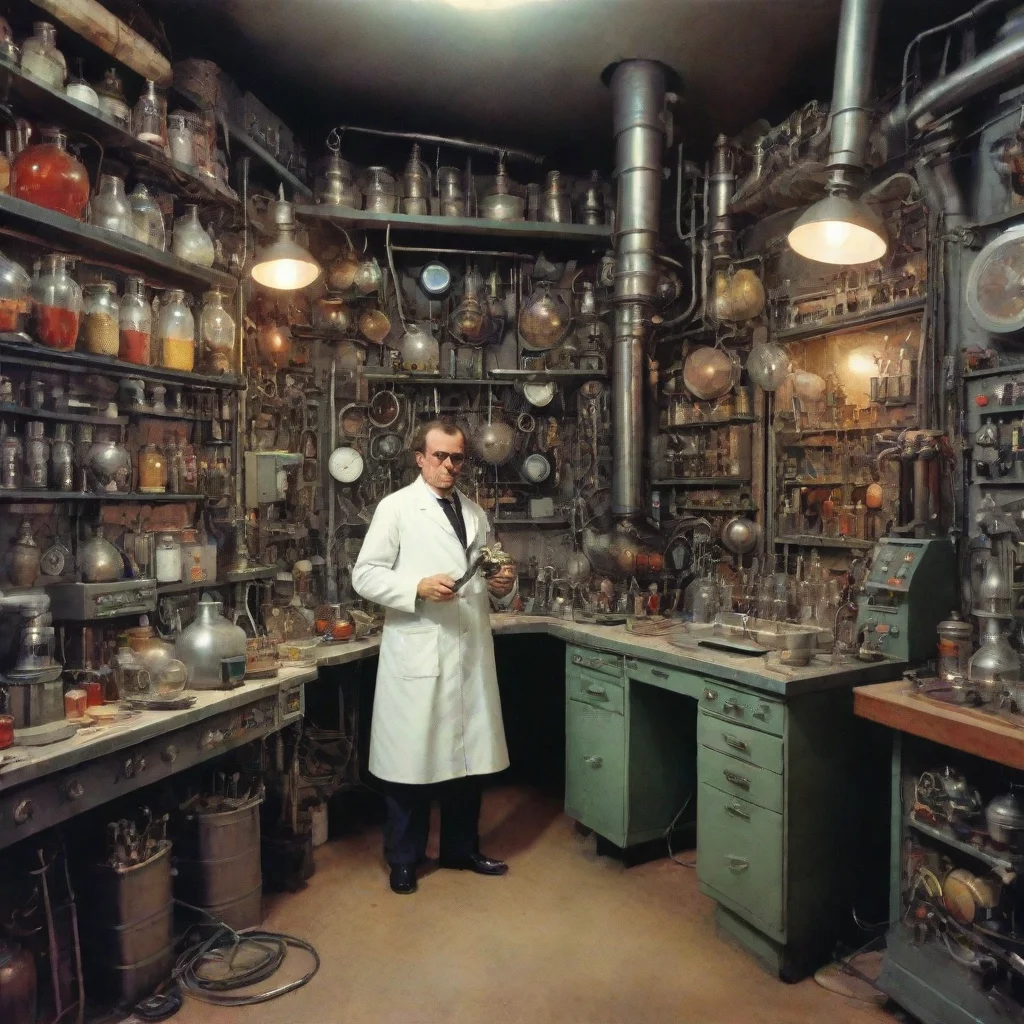  amazing mad scientist laboratory 1977 1972 maximalist detailed retro futuristic technology frankenstein laboratory int a