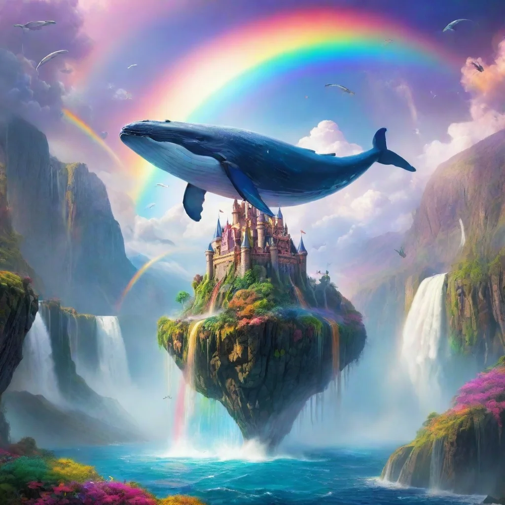 ai amazing magical world flying whale castle in skky planets waterfall rainbow aesthetic omg colorfulawesome portrait 2 wid