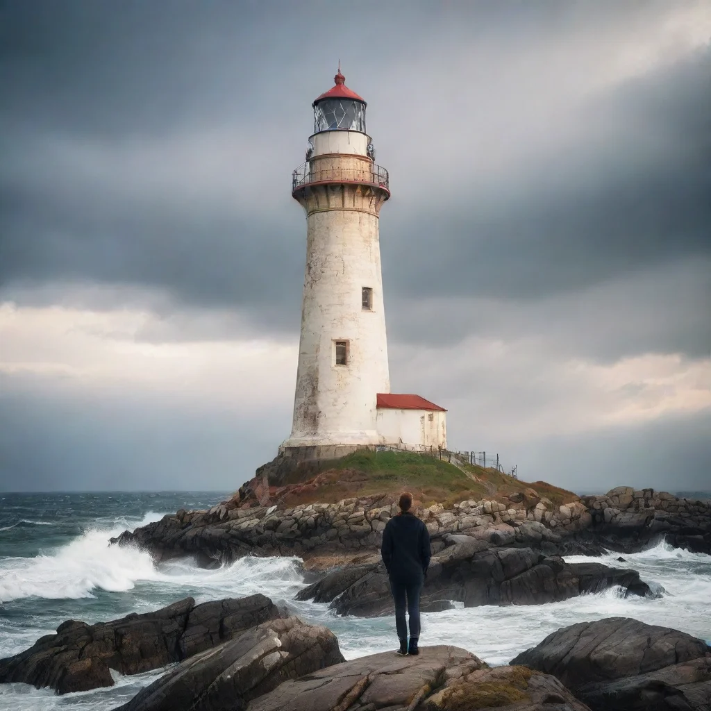 ai amazing majestic lighthouse with person lovely artistic take awesome portrait 2