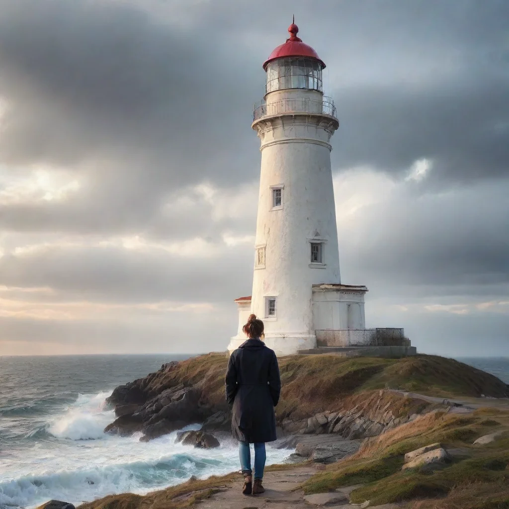 ai amazing majestic lighthouse with person lovely artisticawesome portrait 2