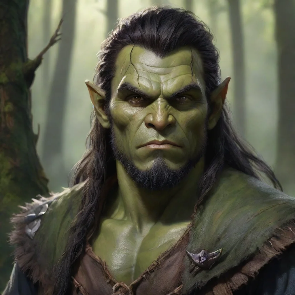 ai amazing male half orc fantasy wizard forest awesome portrait 2
