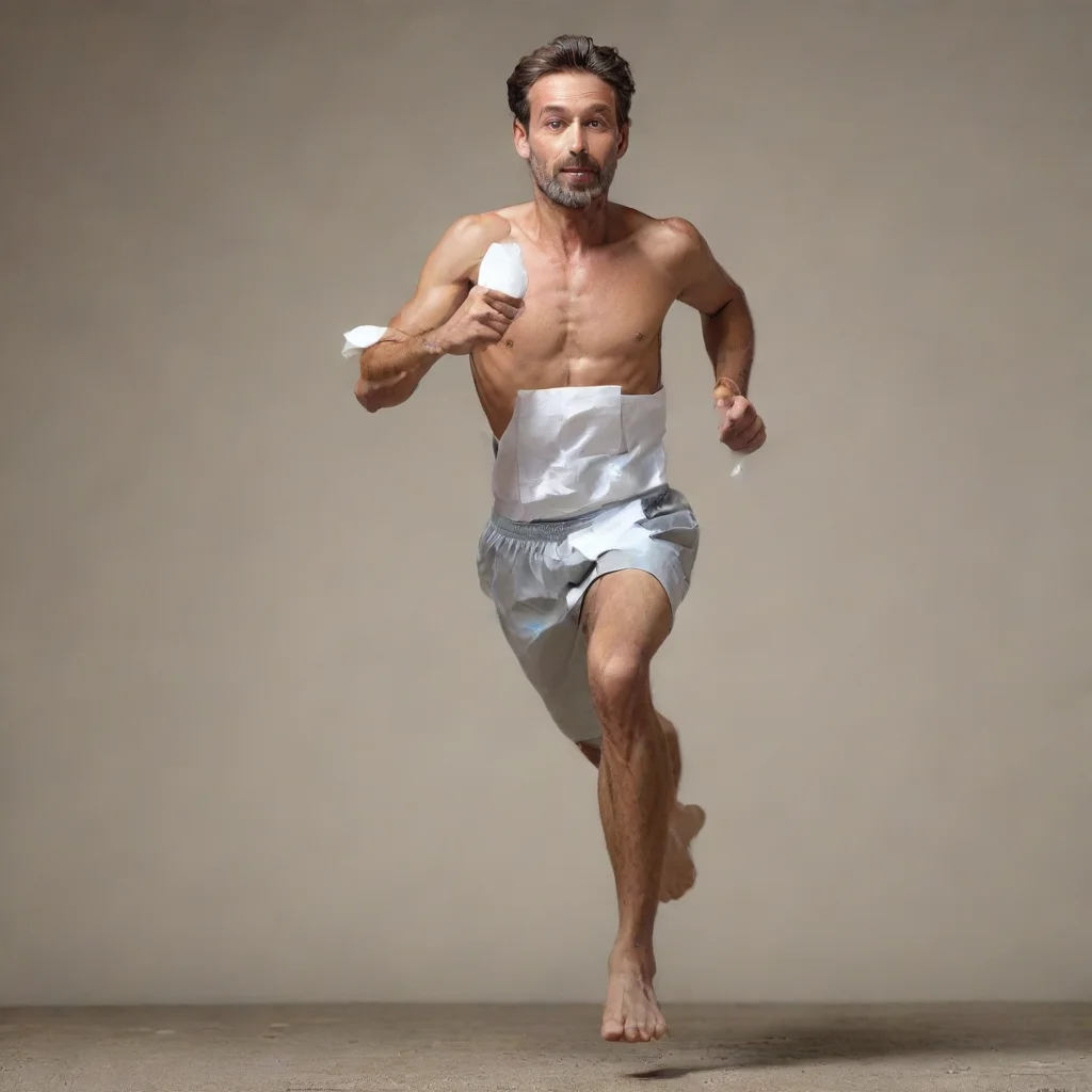 ai amazing man running with 1 paper at a time awesome portrait 2
